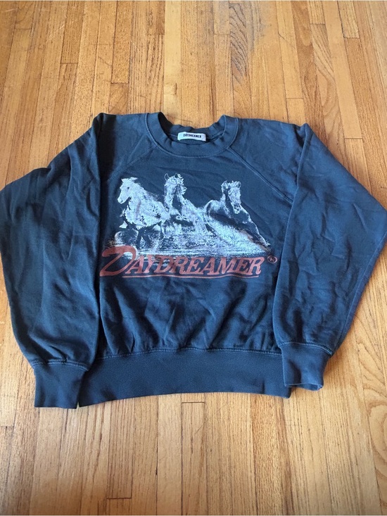 REVOLVE Sweaters - DAYDREAMER women’s grey/Black Graphic Sweatshirt - Galloping Horses